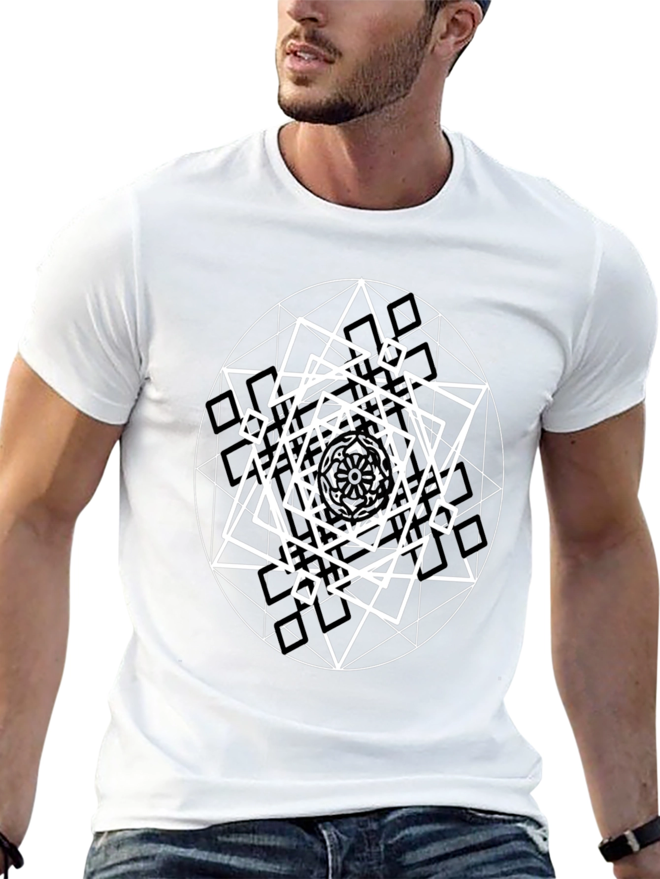 Geometric Design Black T-Shirt