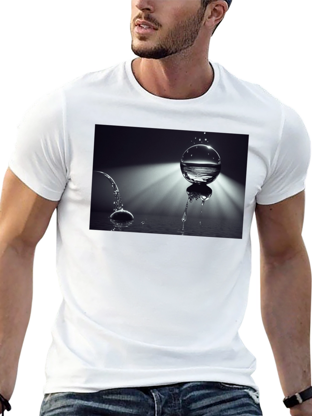 Water Orb Graphic Tee - Modern Artistic Print