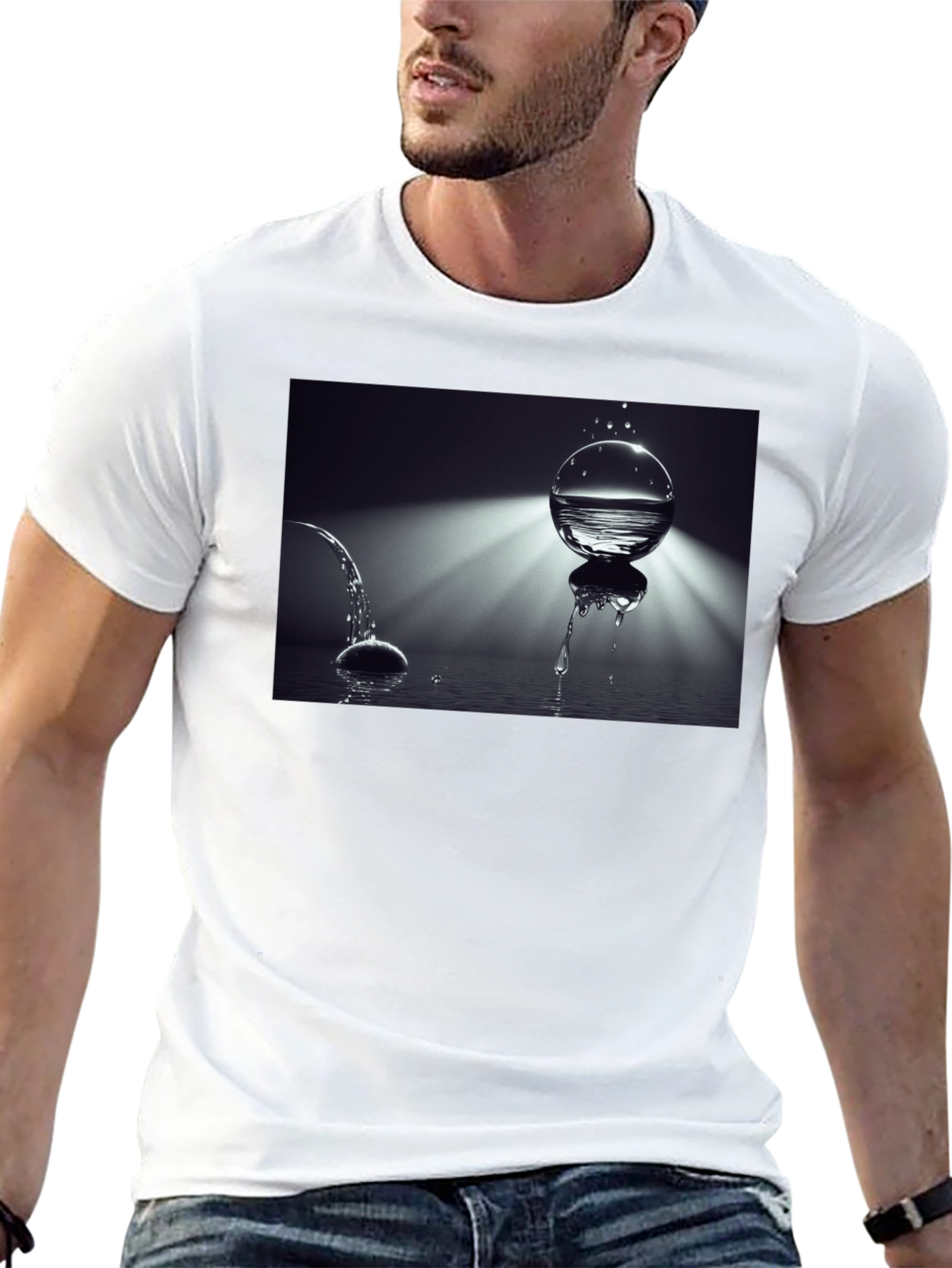 Water Orb Graphic Tee - Modern Artistic Print