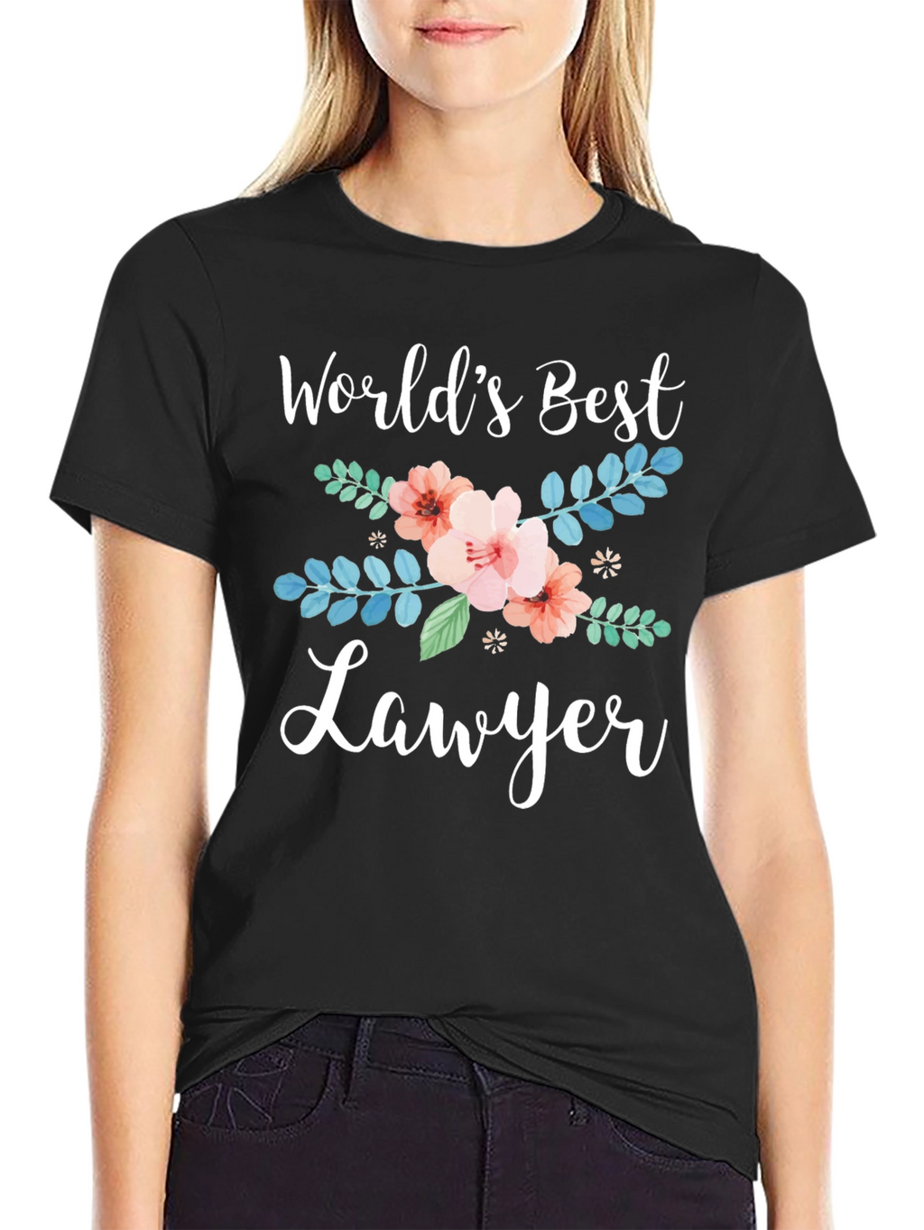 Worlds Best Lawyer Floral Graphic Tee