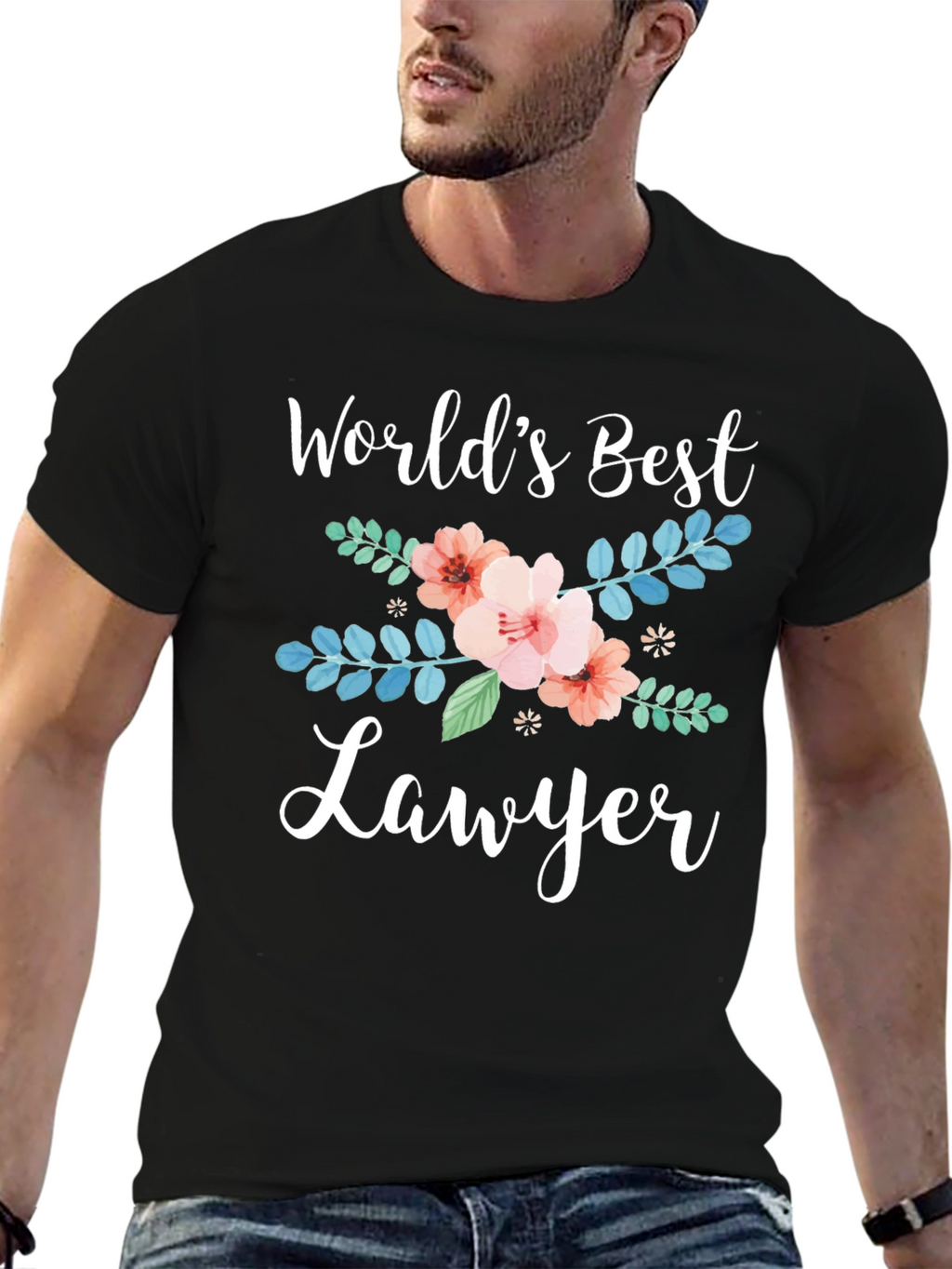 Worlds Best Lawyer Floral Graphic Tee