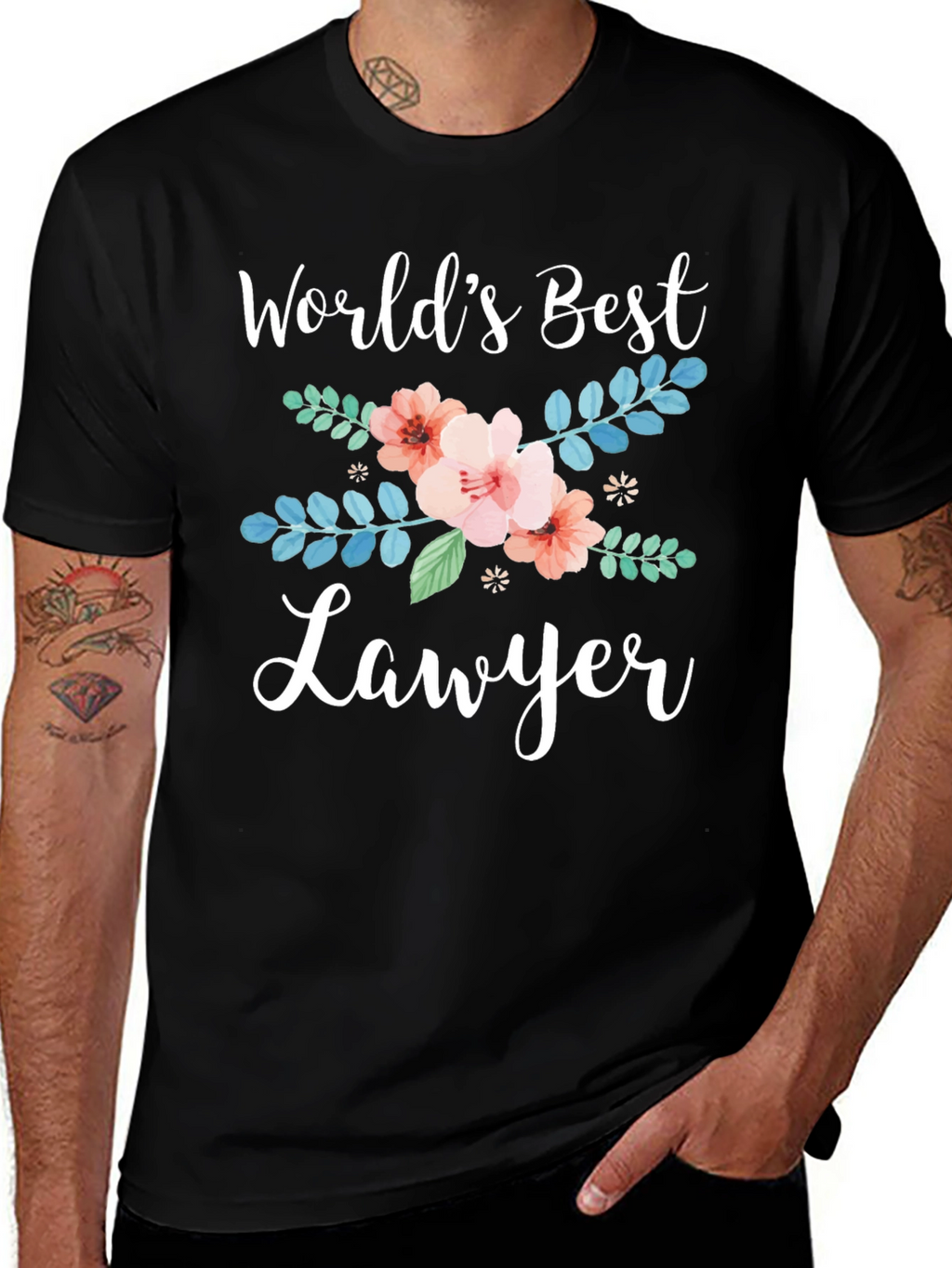 Worlds Best Lawyer Floral Graphic Tee