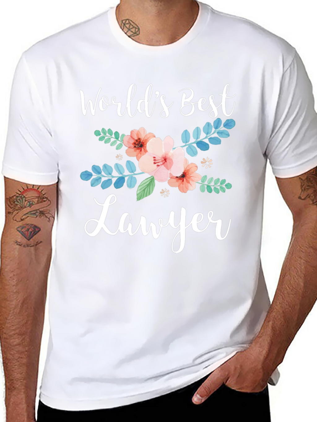Worlds Best Lawyer Floral Graphic Tee