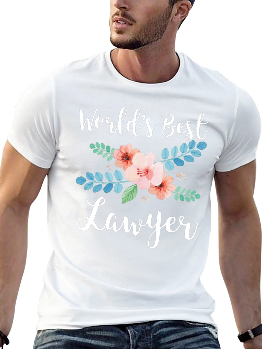 Worlds Best Lawyer Floral Graphic Tee