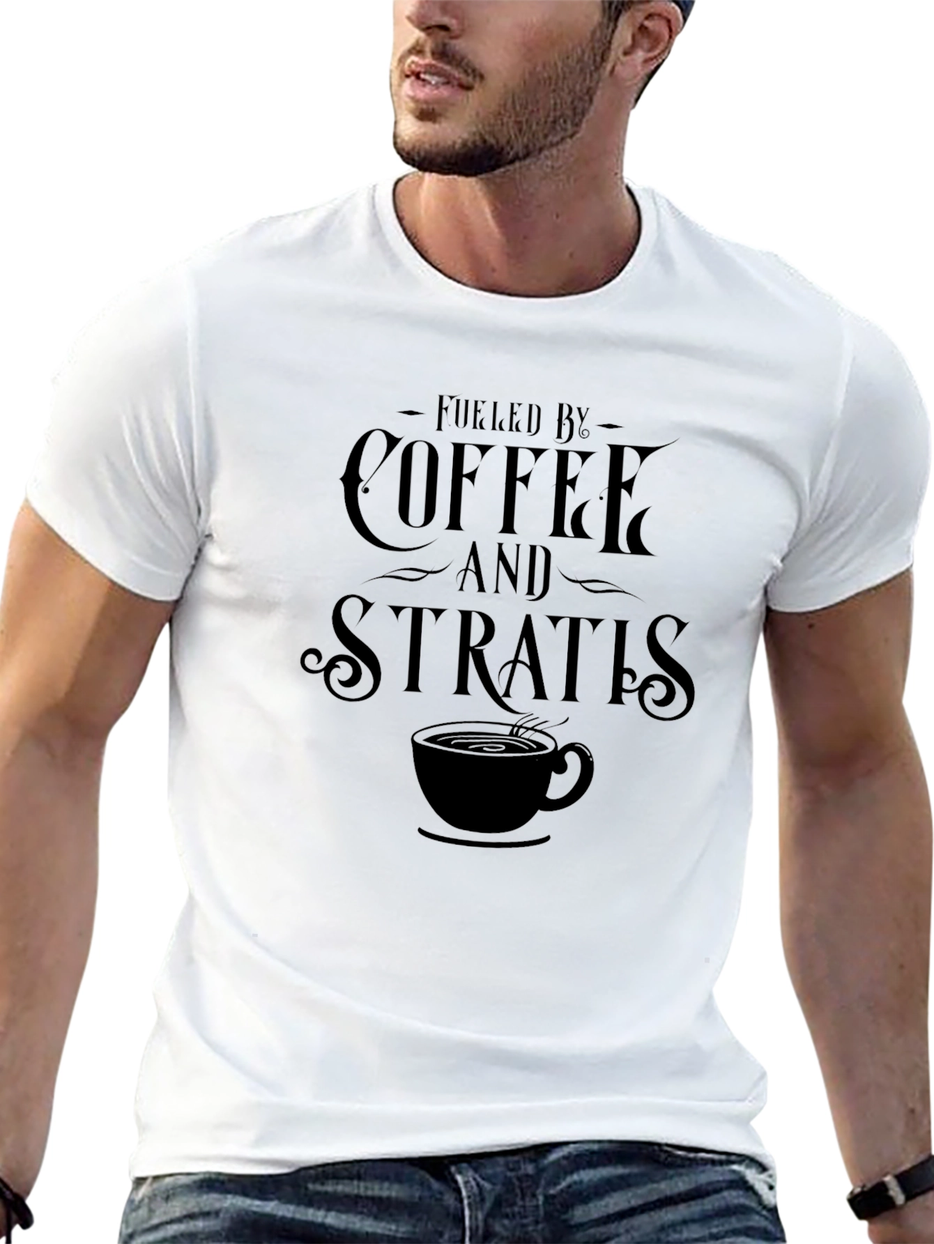 Coffee & Strats Mens Black Graphic Tee
