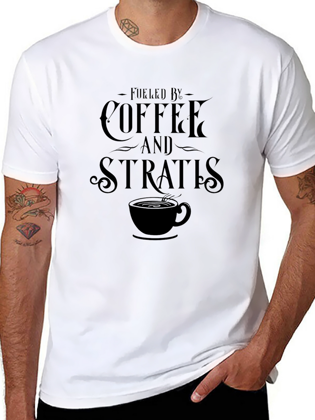 Coffee & Strats Mens Black Graphic Tee