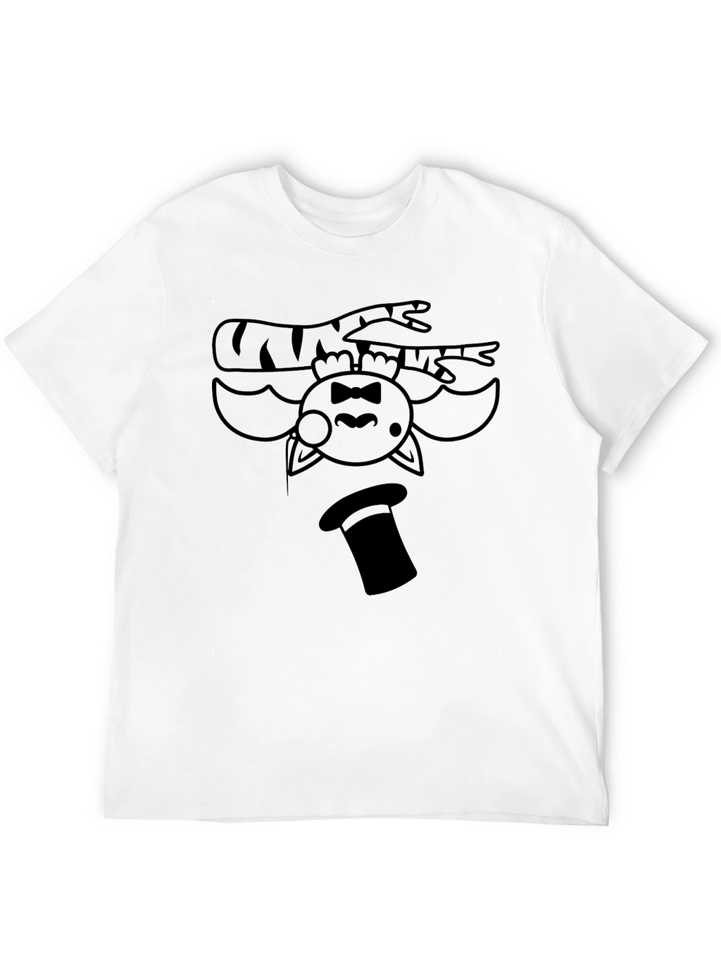 Upside Down Cat Magician Graphic Tee - Black