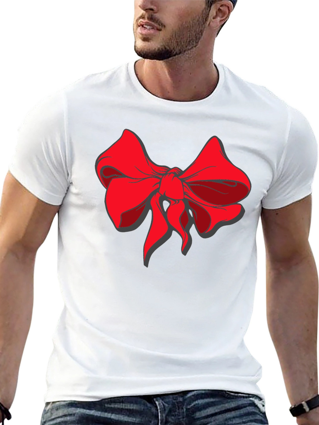 Bold Bow Graphic Tee - Stylish Black Cotton Shirt