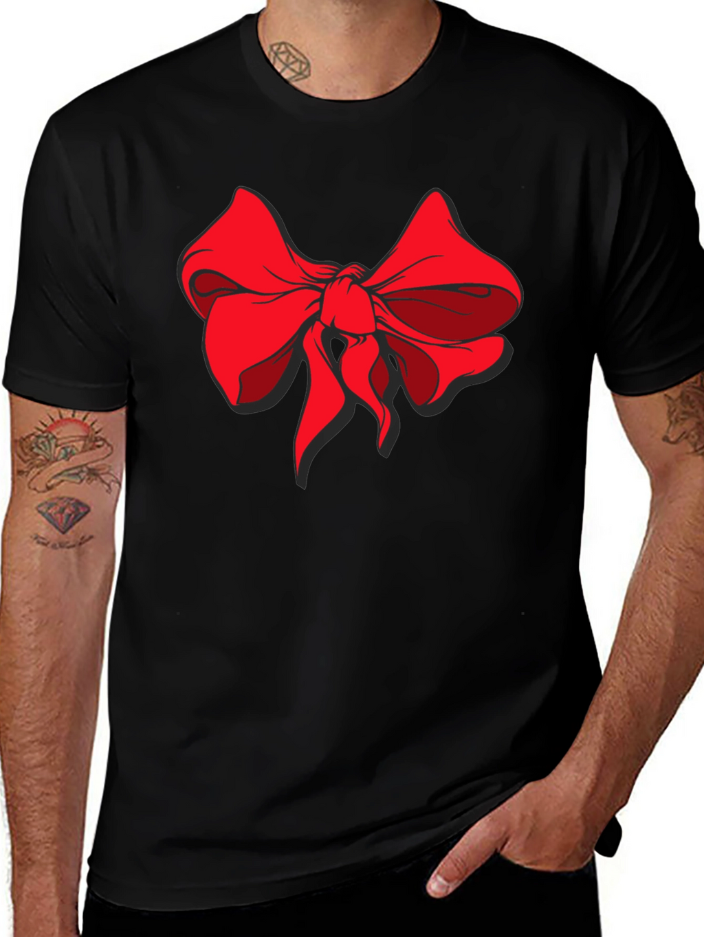 Bold Bow Graphic Tee - Stylish Black Cotton Shirt