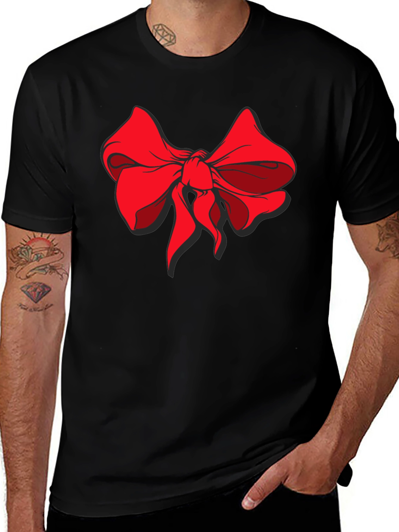 Bold Bow Graphic Tee - Stylish Black Cotton Shirt