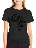 Africa Continent Graphic Print Black T-Shirt