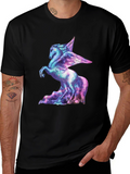 Cosmic Pegasus Graphic Tee - Black Cotton Shirt
