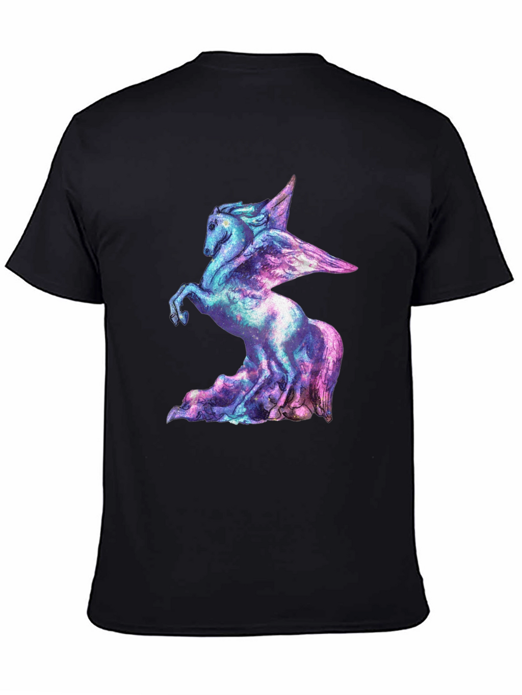 Cosmic Pegasus Graphic Tee - Black Cotton Shirt