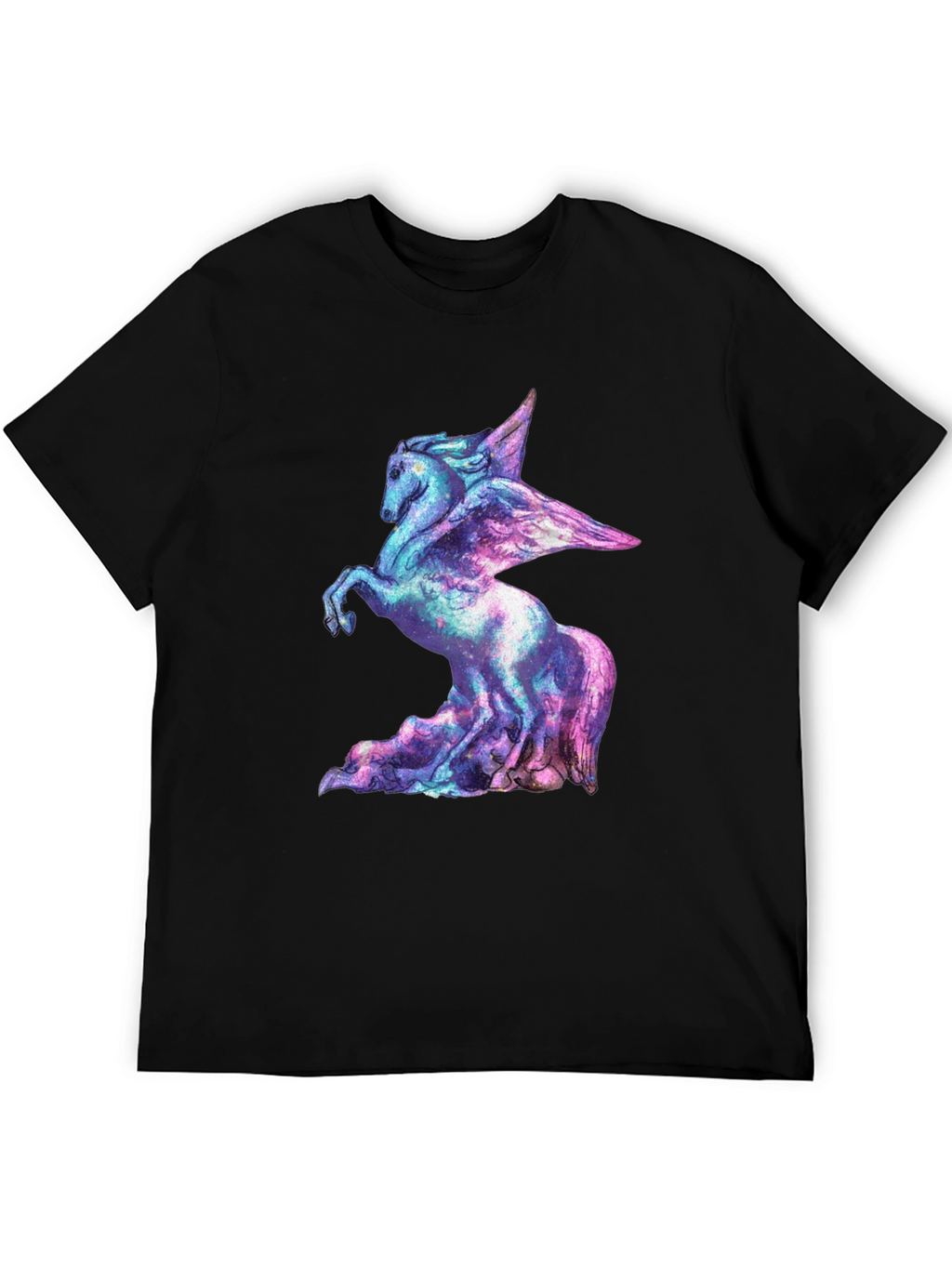 Cosmic Pegasus Graphic Tee - Black Cotton Shirt