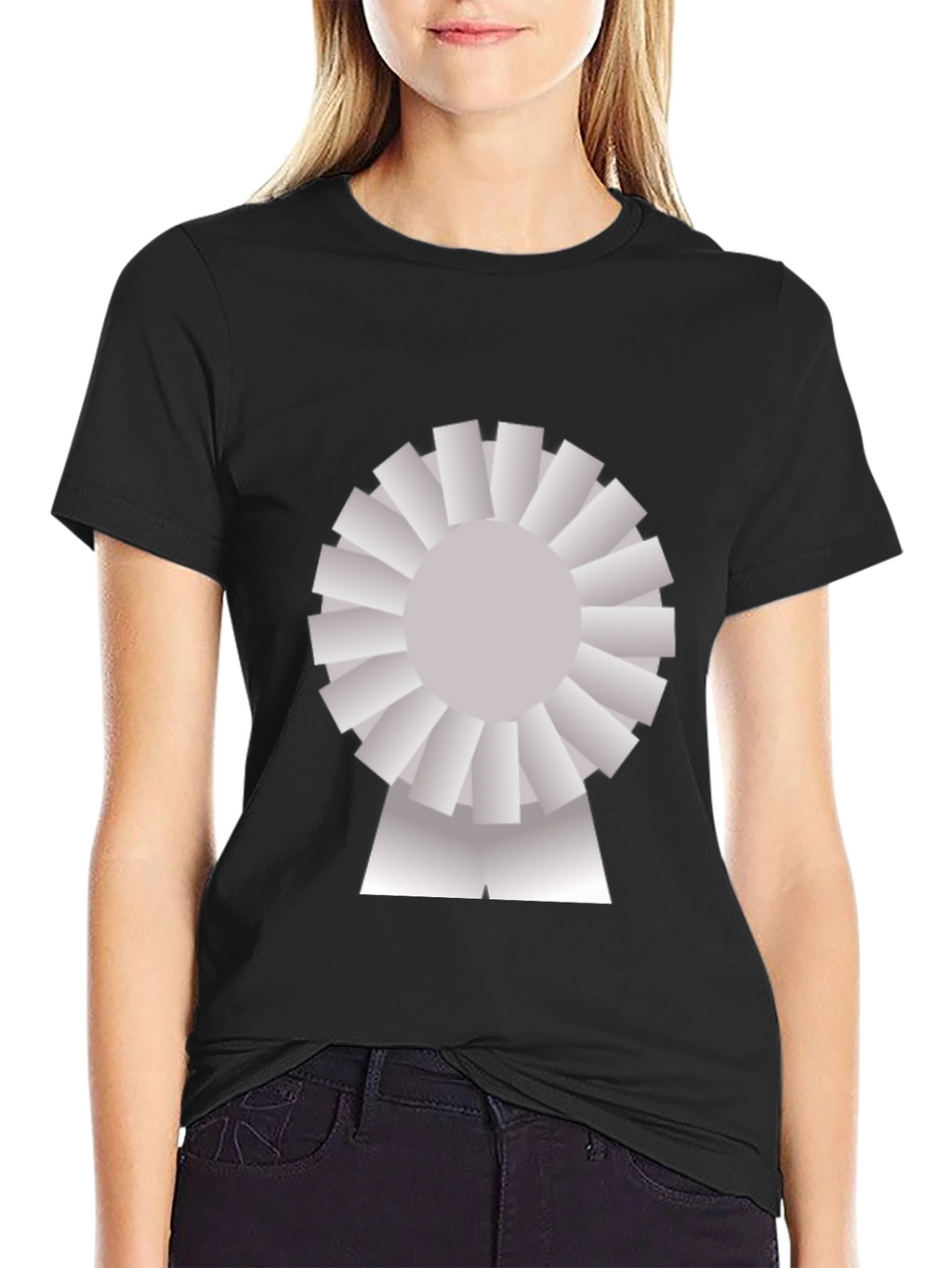 Novelty Graphic T-Shirt - Silver Rosette Design