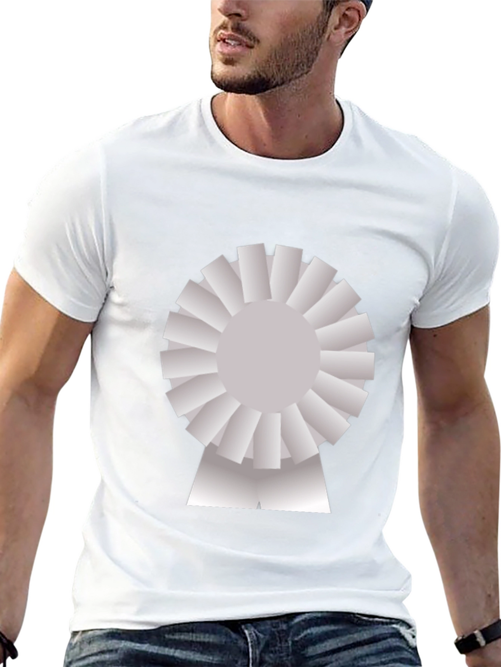 Novelty Graphic T-Shirt - Silver Rosette Design
