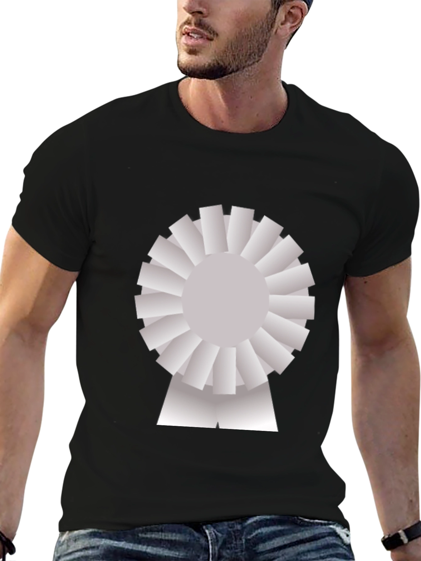 Novelty Graphic T-Shirt - Silver Rosette Design