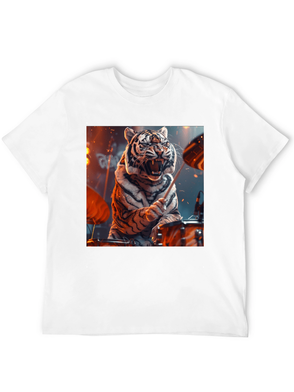 Tiger Drummer Graphic Tee - Black