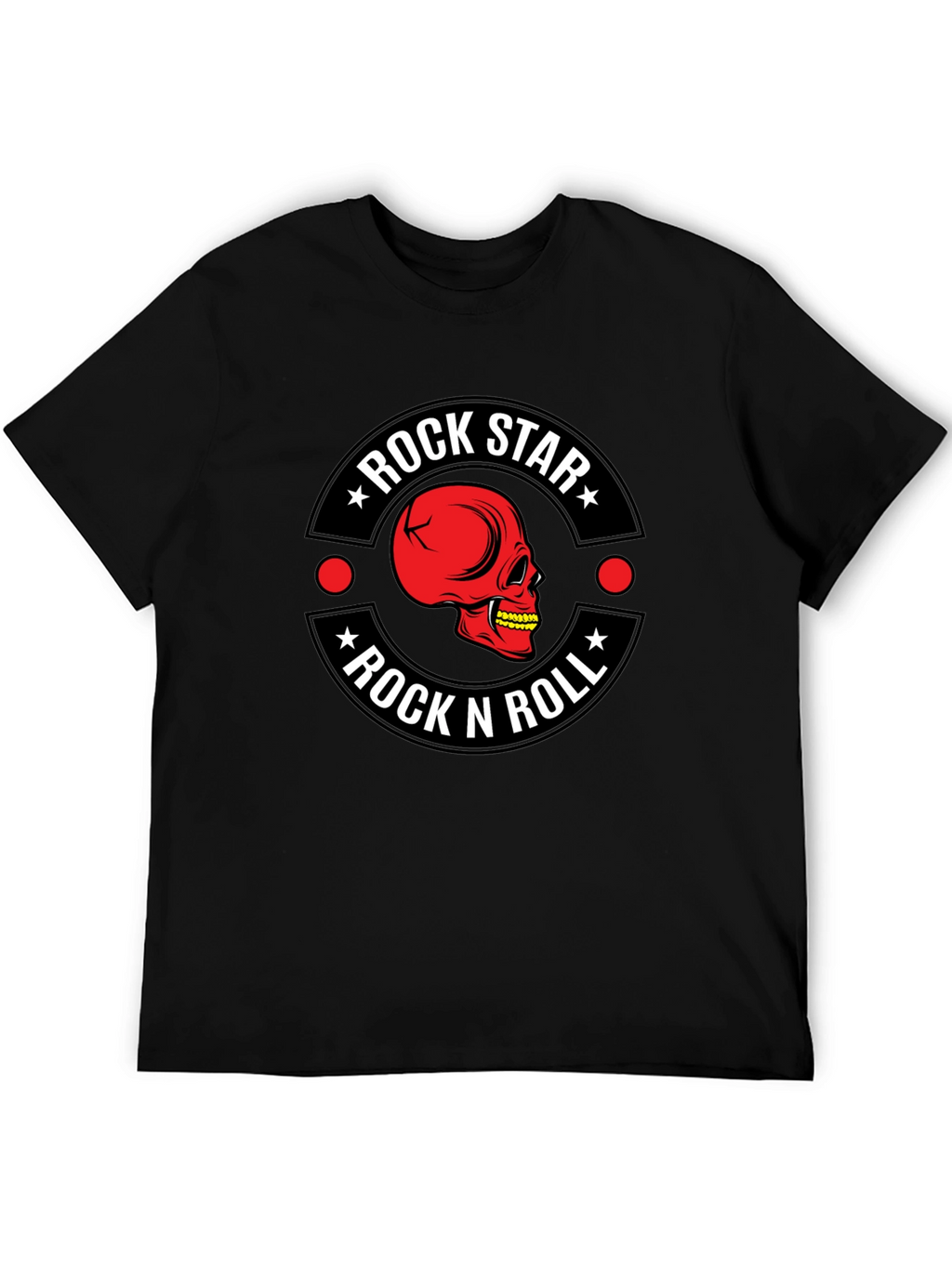 Rock Star Rock n Roll Skull Graphic T-Shirt