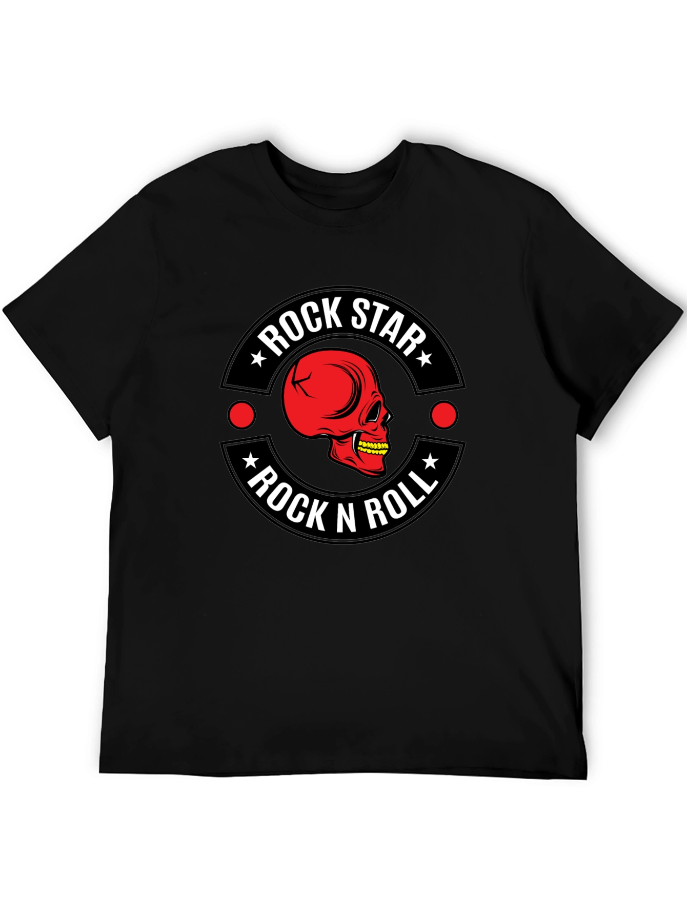 Rock Star Rock n Roll Skull Graphic T-Shirt