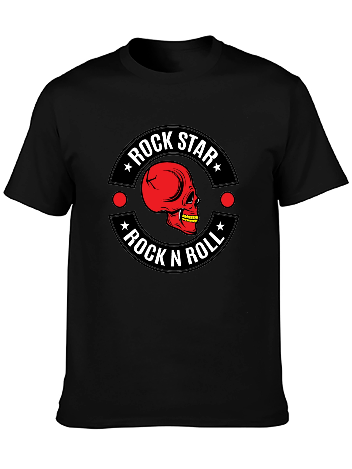 Rock Star Rock n Roll Skull Graphic T-Shirt