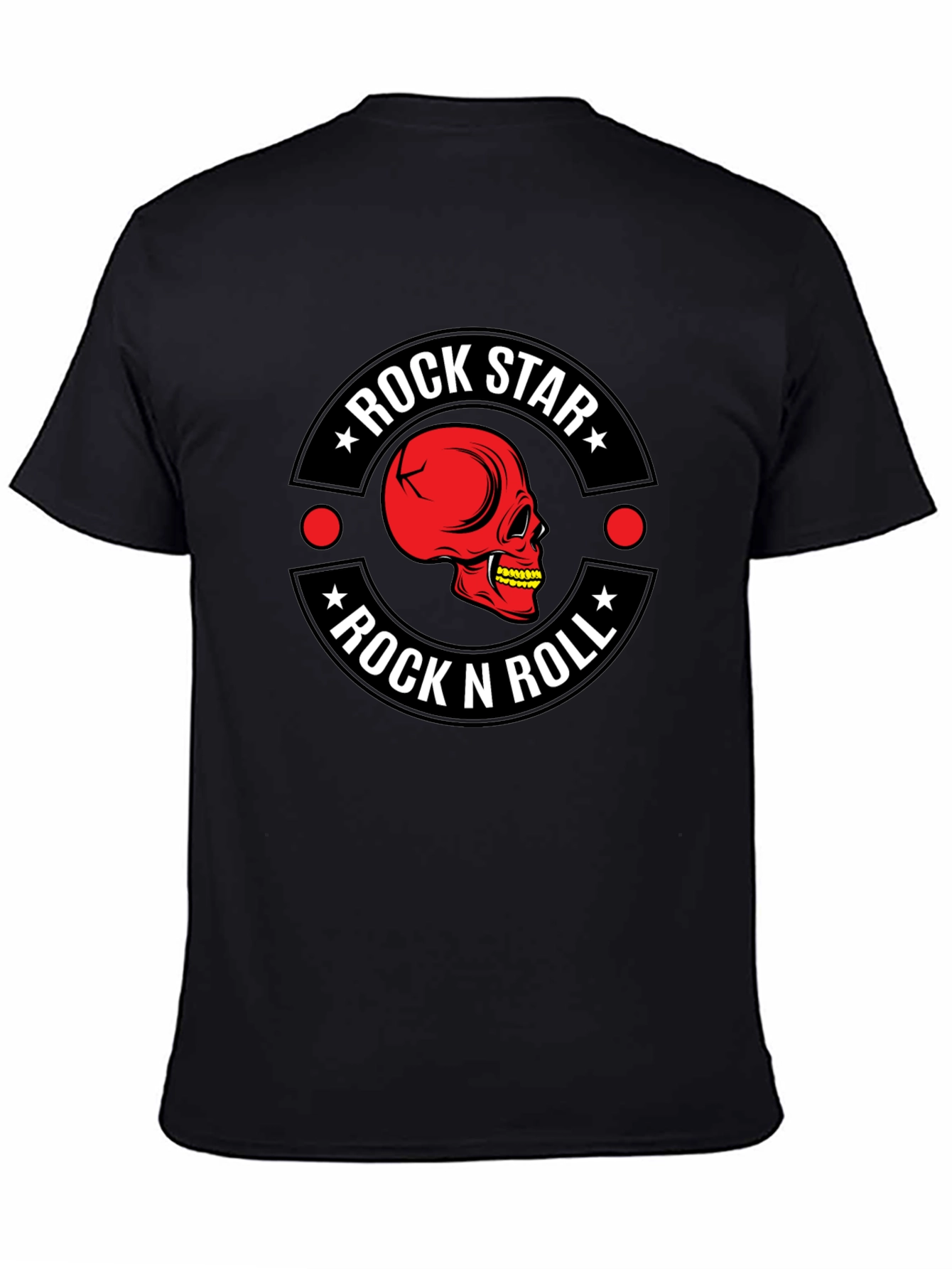 Rock Star Rock n Roll Skull Graphic T-Shirt