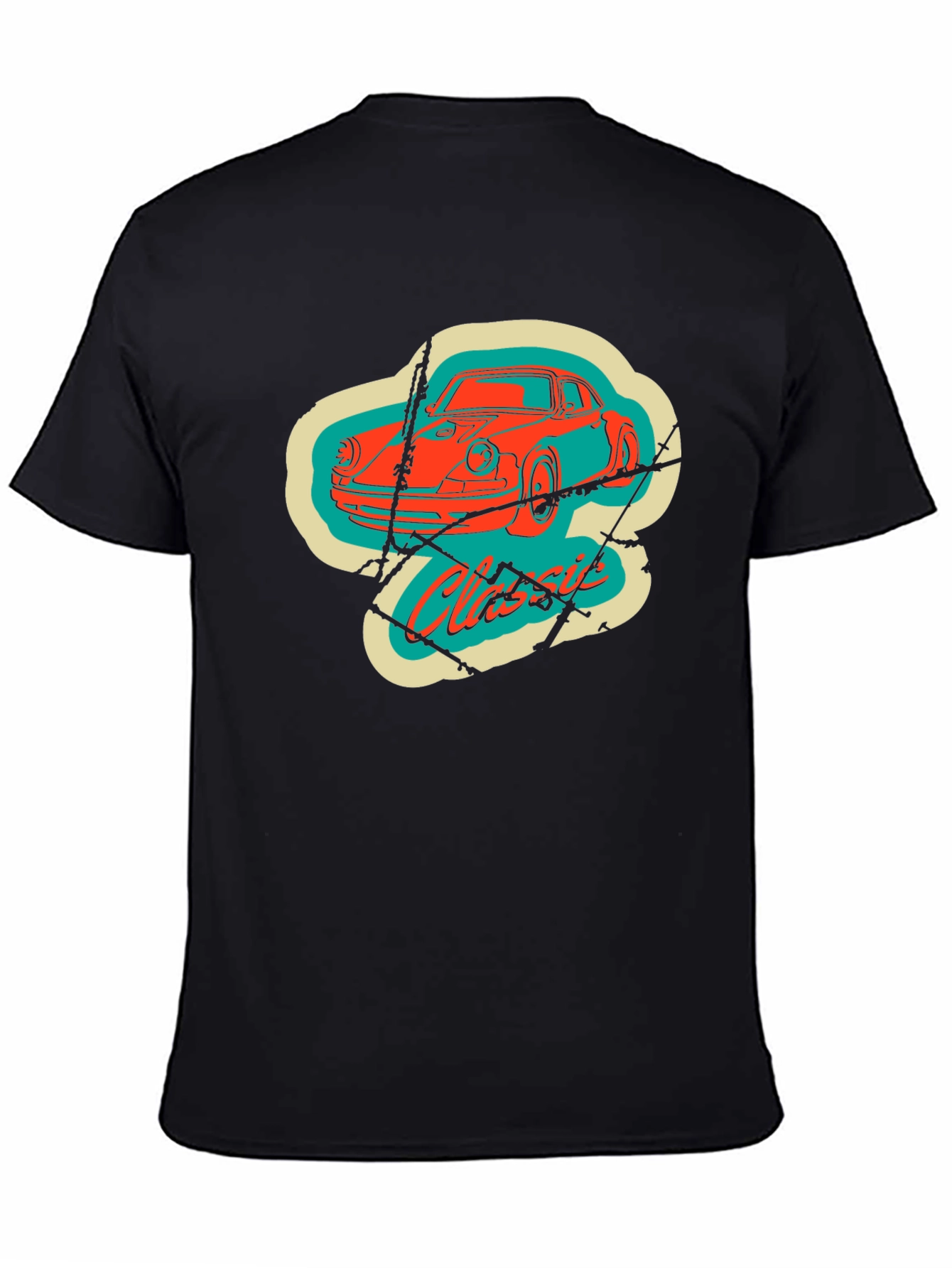 Classic Car Graphic Tee - Retro Style Black T-Shirt