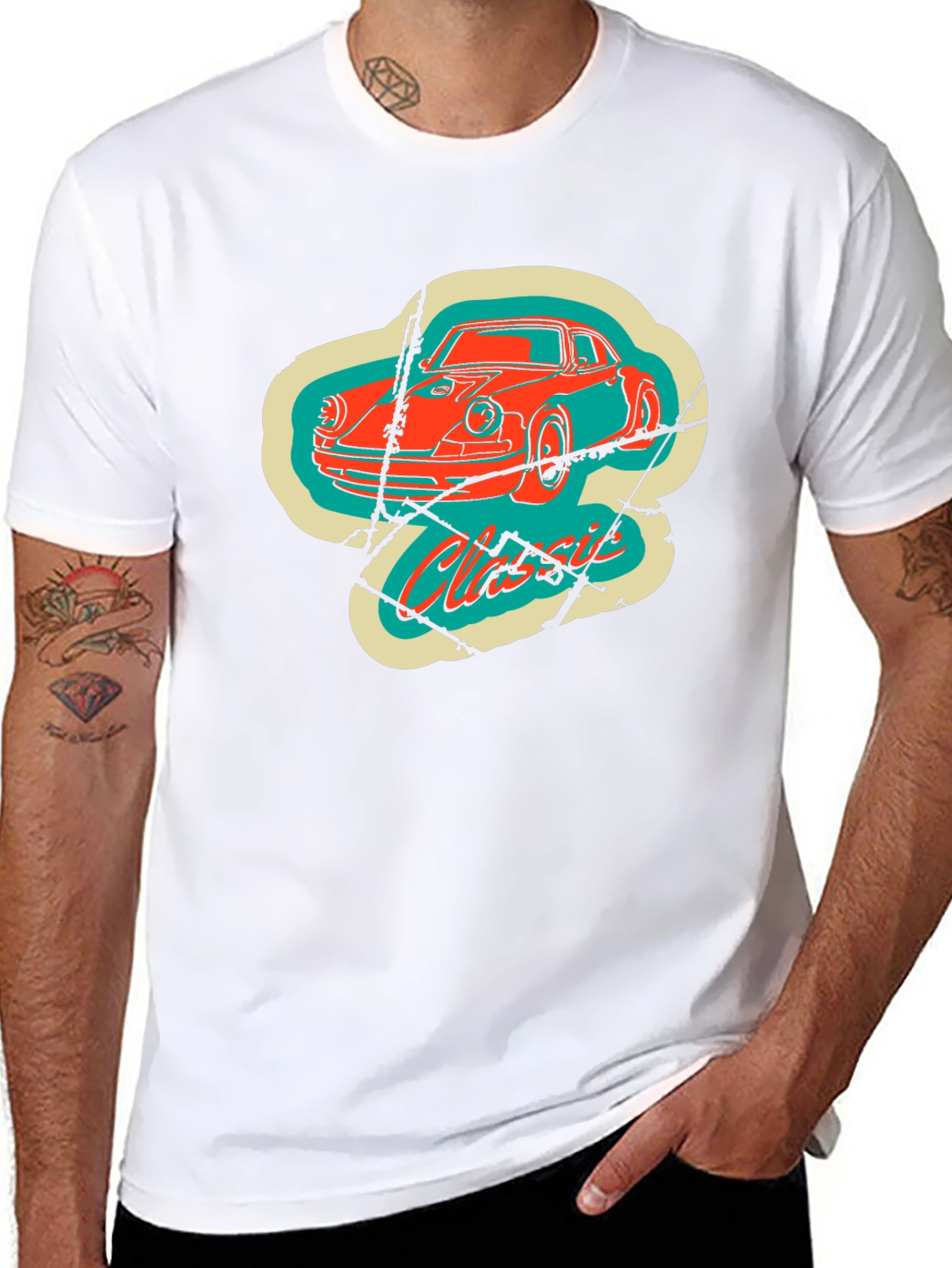 Classic Car Graphic Tee - Retro Style Black T-Shirt