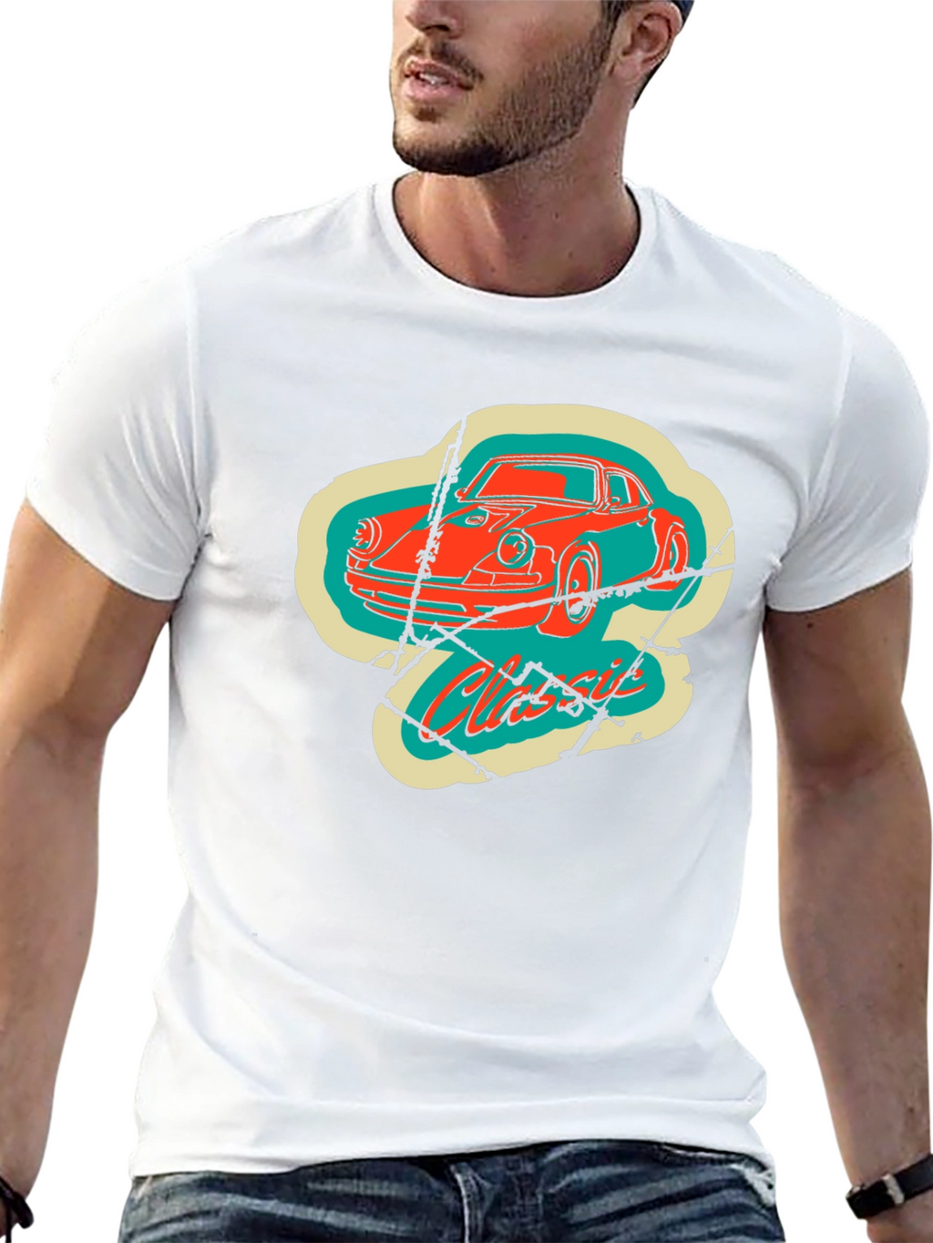 Classic Car Graphic Tee - Retro Style Black T-Shirt