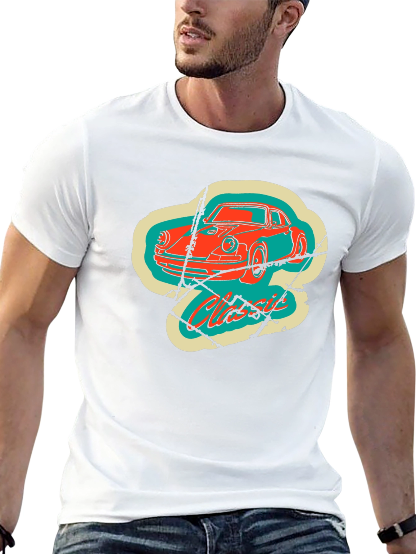 Classic Car Graphic Tee - Retro Style Black T-Shirt