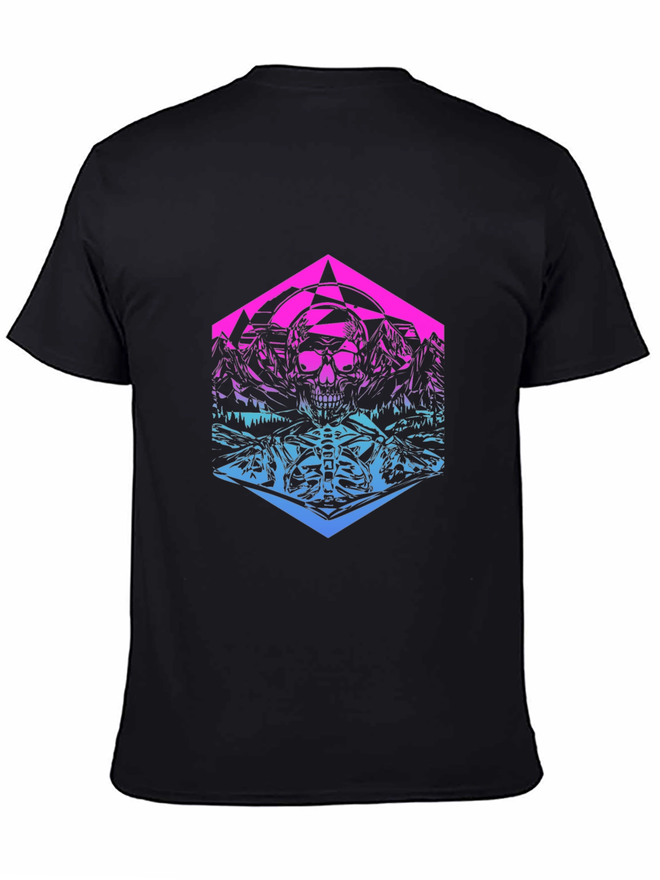 Skull Mountain Gradient Graphic T-Shirt