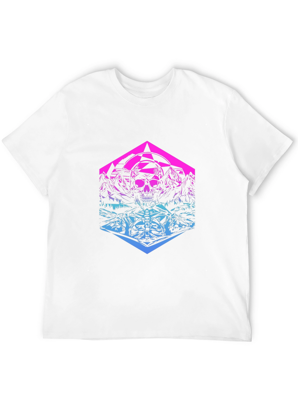Skull Mountain Gradient Graphic T-Shirt