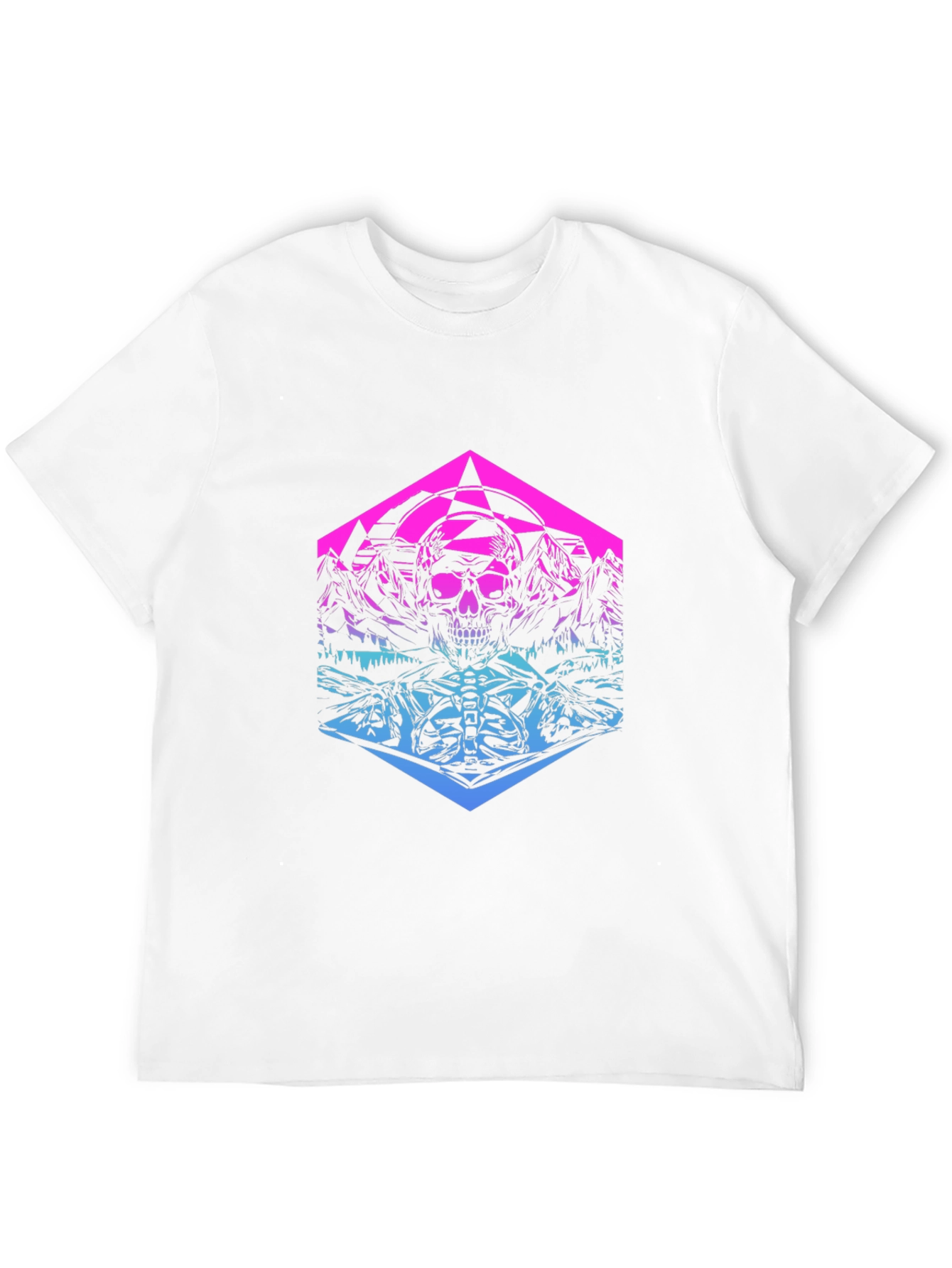 Skull Mountain Gradient Graphic T-Shirt