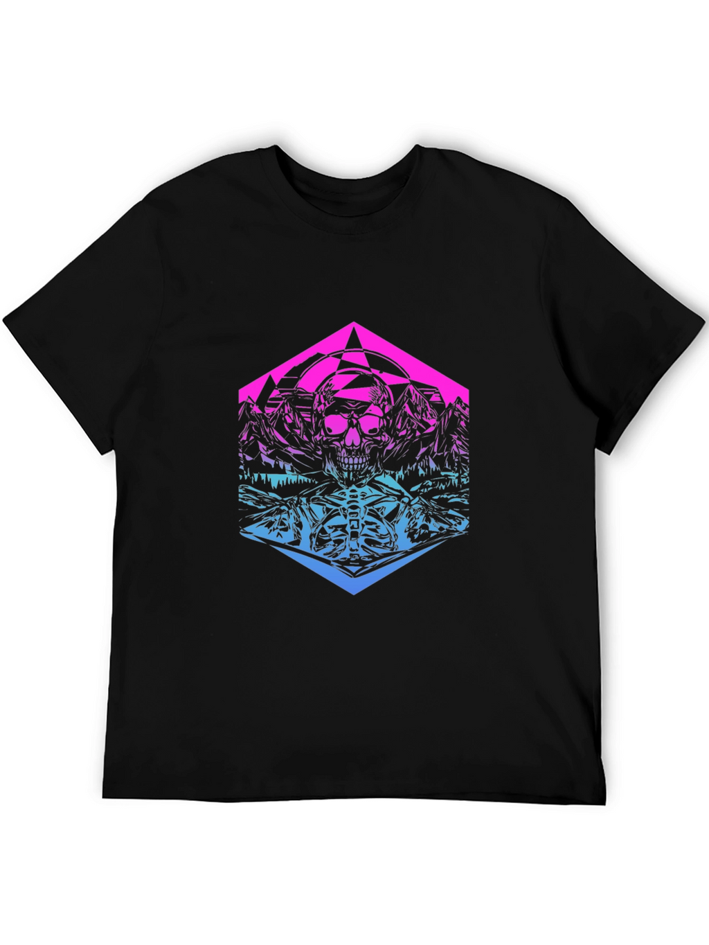Skull Mountain Gradient Graphic T-Shirt