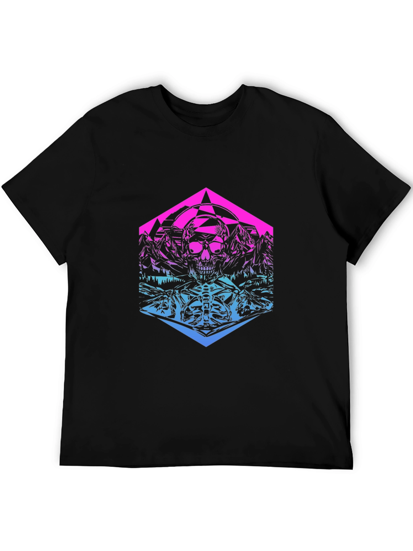 Skull Mountain Gradient Graphic T-Shirt