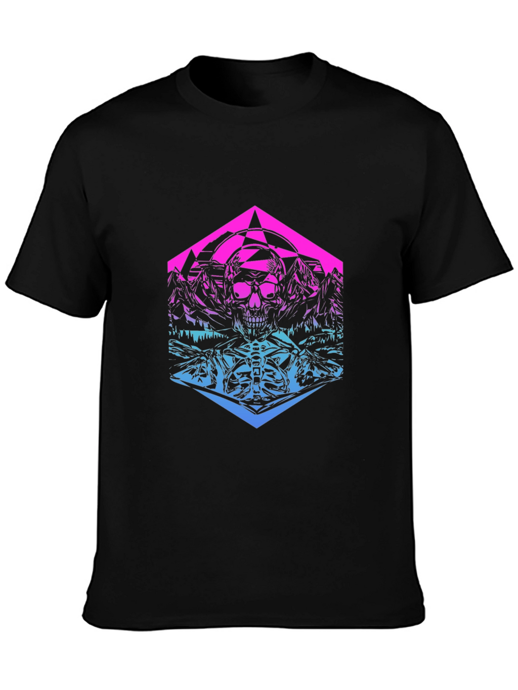 Skull Mountain Gradient Graphic T-Shirt