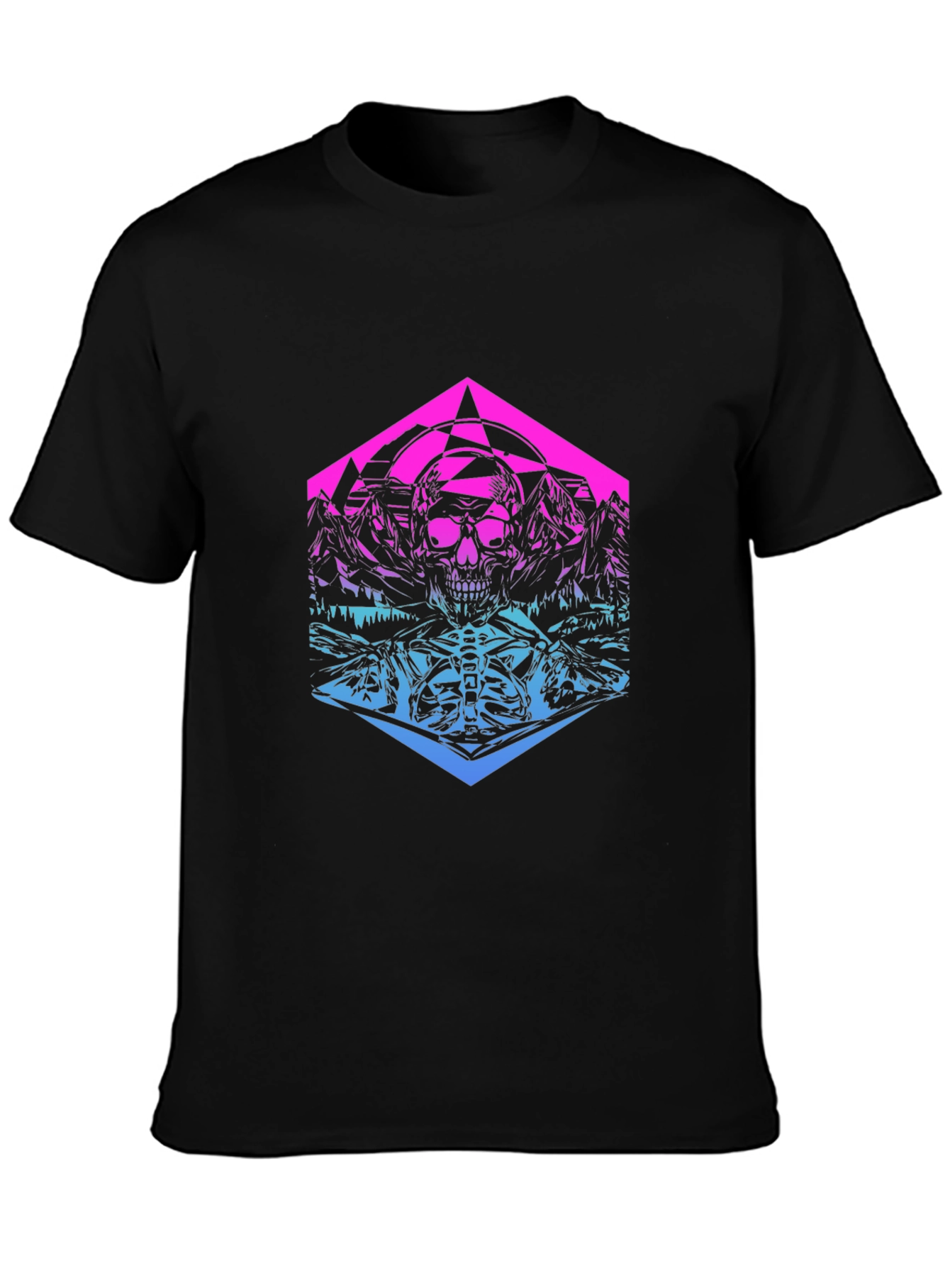 Skull Mountain Gradient Graphic T-Shirt