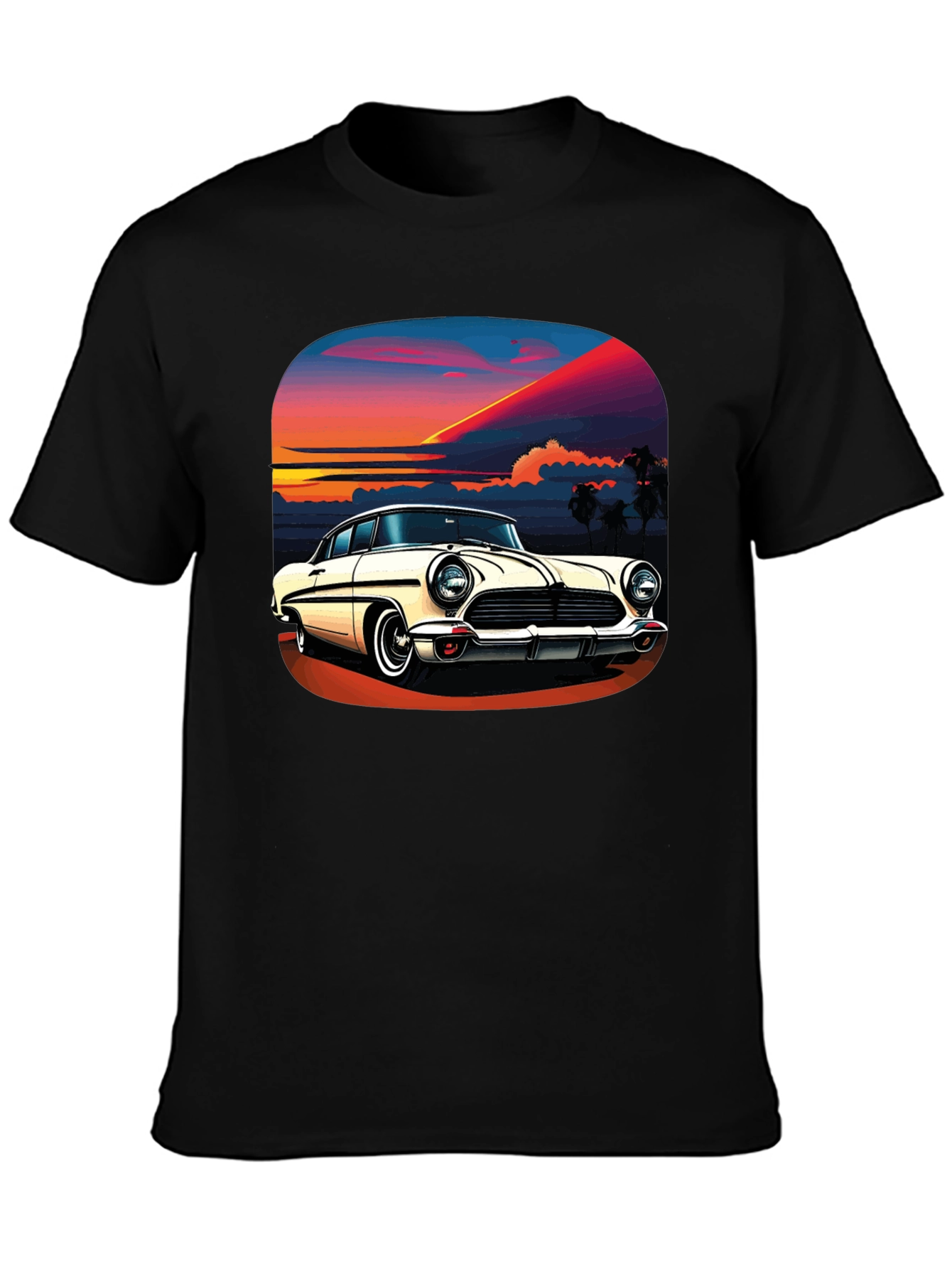 Sunset Classic Car T-Shirt - Retro Cool