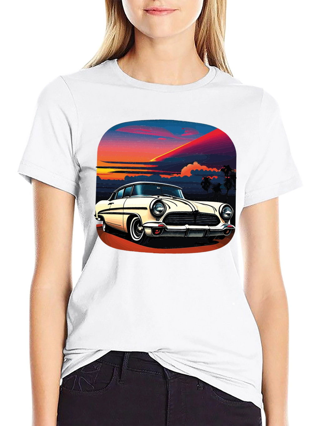 Sunset Classic Car T-Shirt - Retro Cool