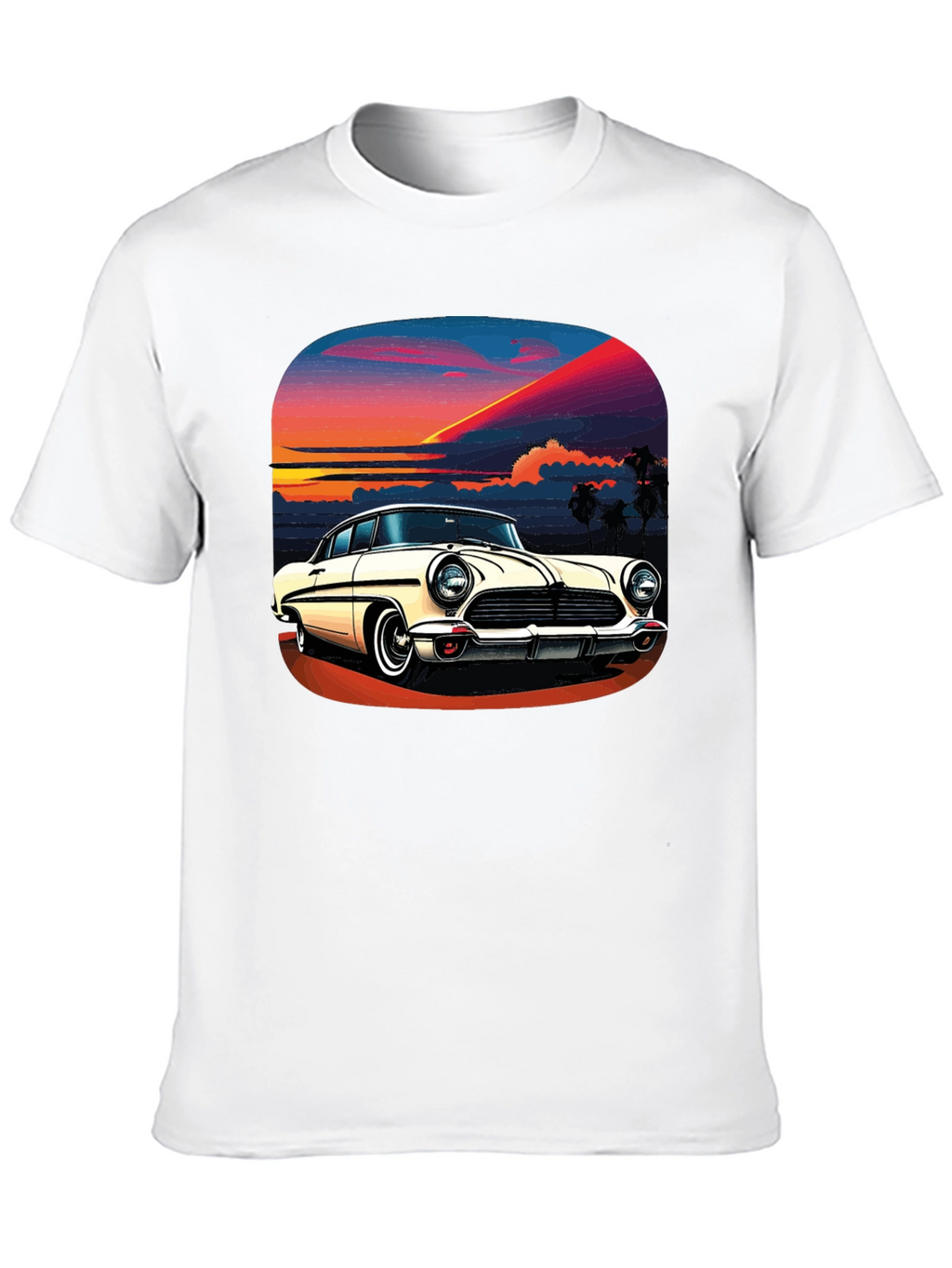 Sunset Classic Car T-Shirt - Retro Cool