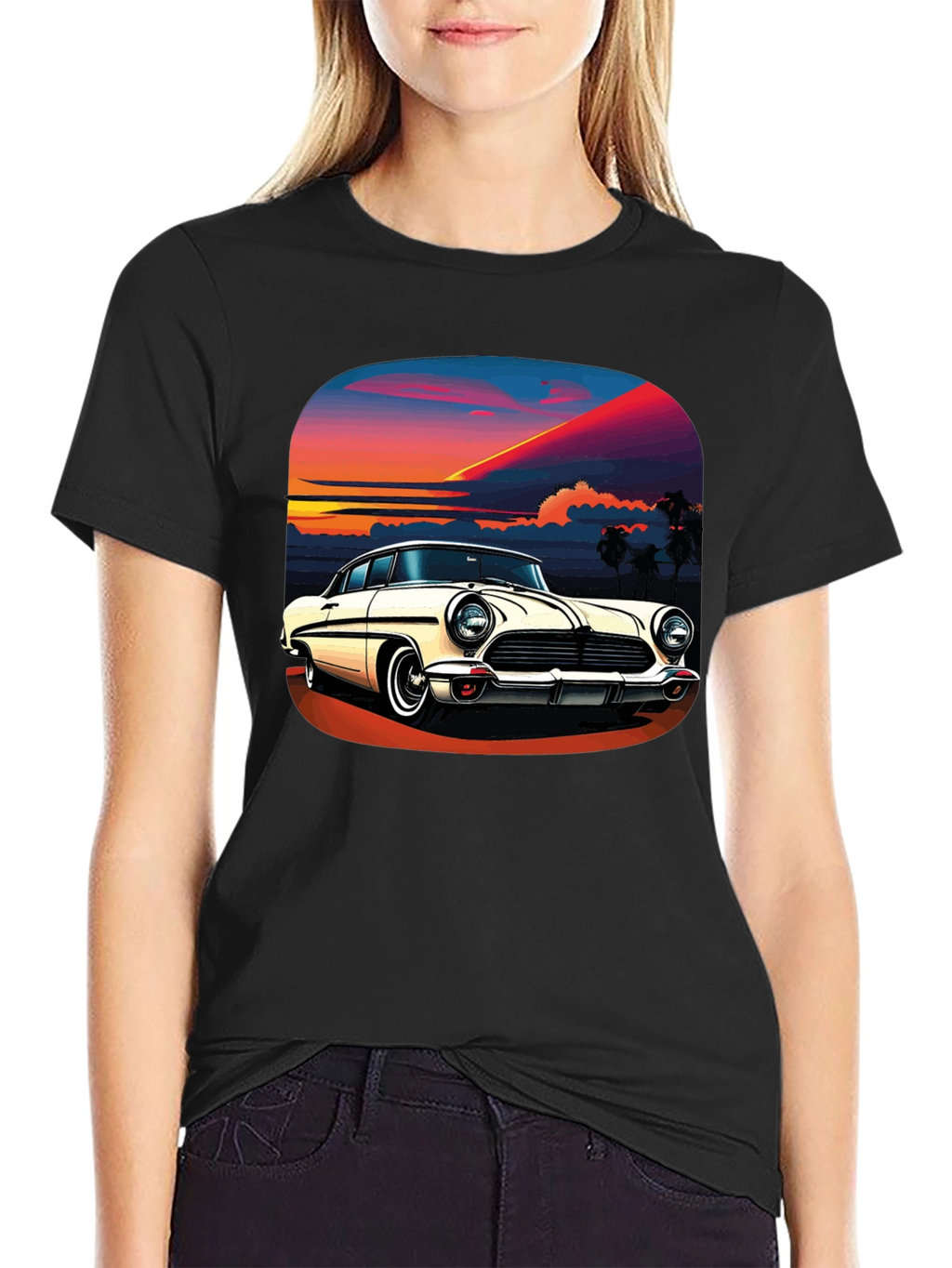 Sunset Classic Car T-Shirt - Retro Cool