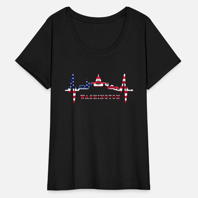Washington Skyline Heartbeat US Flag Heart Love DC