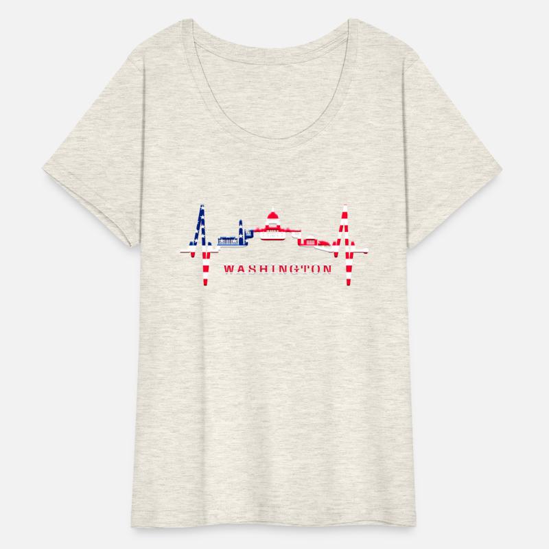 Washington Skyline Heartbeat US Flag Heart Love DC