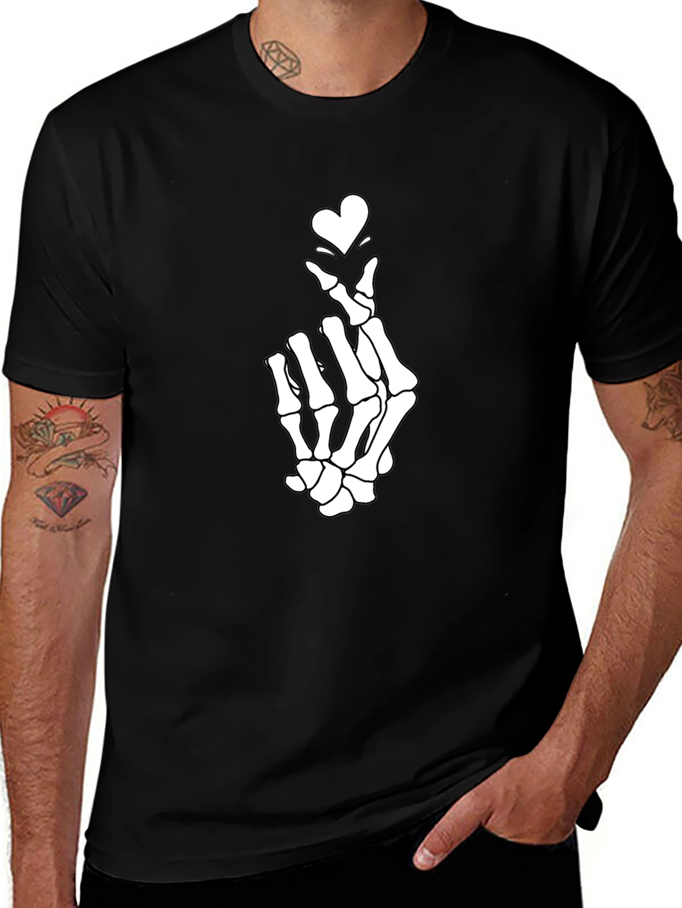 Skeleton Heart Hand T-Shirt - Unique Graphic Tee