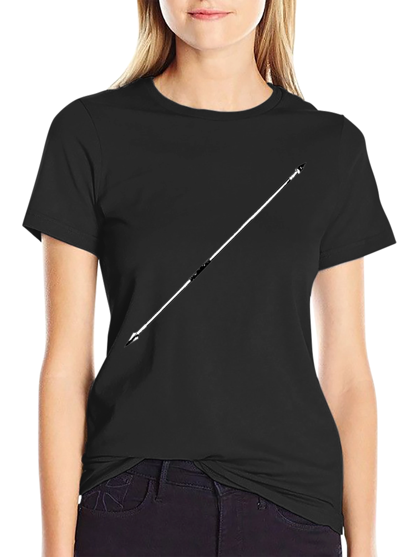 Minimalist Spear Graphic Black T-Shirt