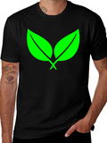 Eco-Friendly Green Leaf Black T-Shirt