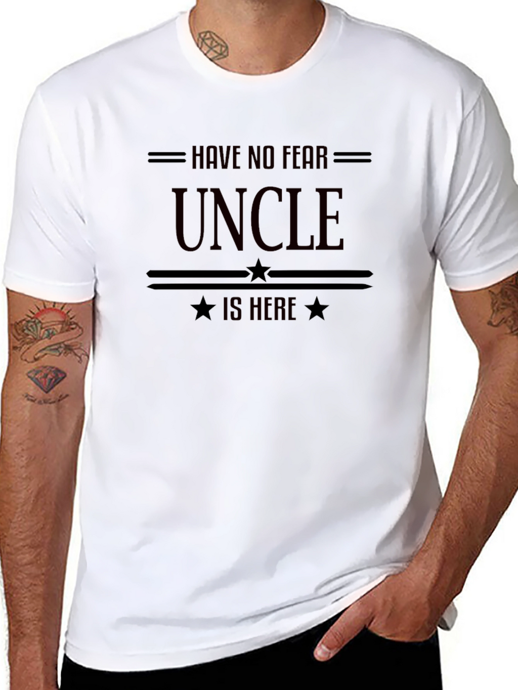 Have No Fear Uncle is Here Black T-Shirt