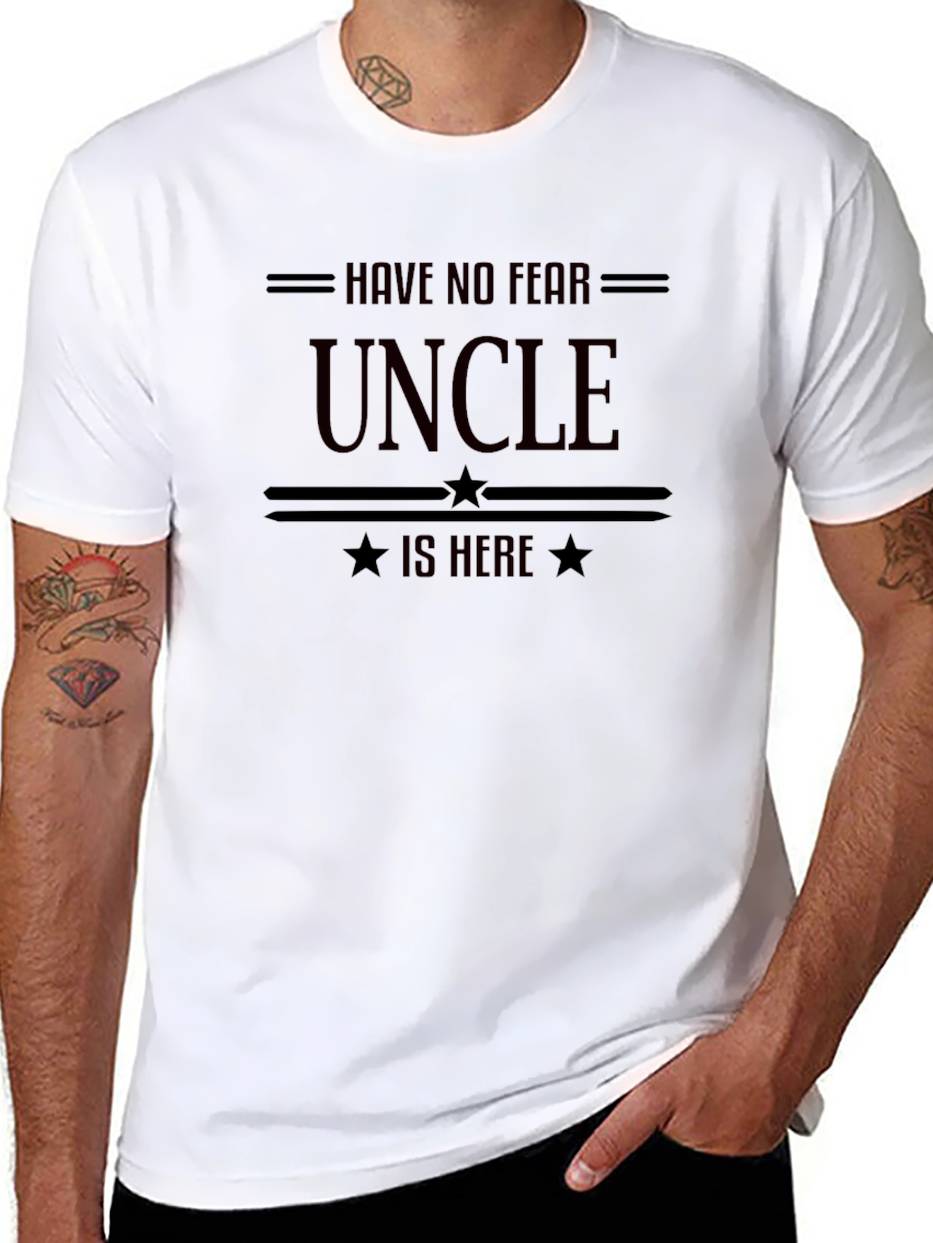 Have No Fear Uncle is Here Black T-Shirt
