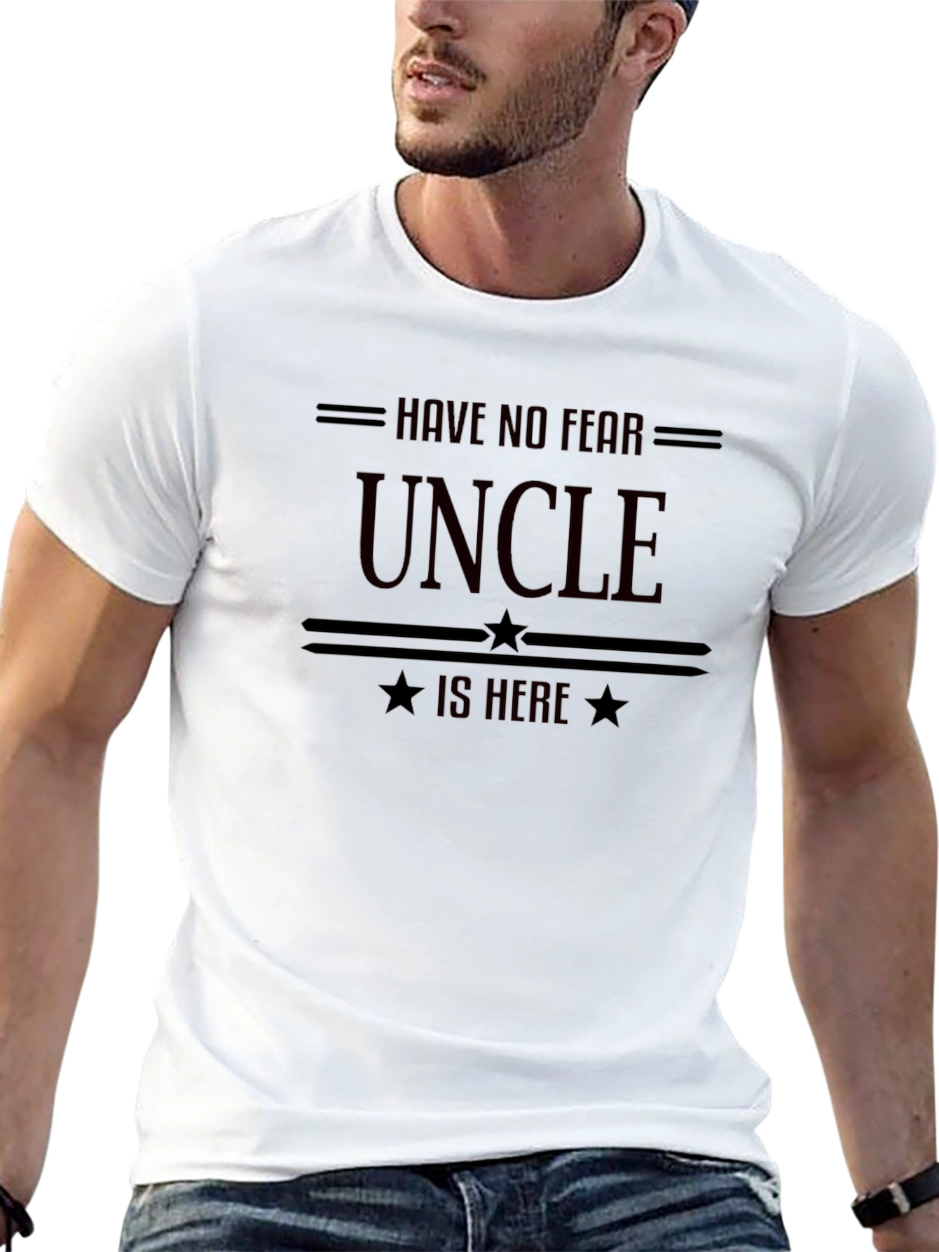 Have No Fear Uncle is Here Black T-Shirt