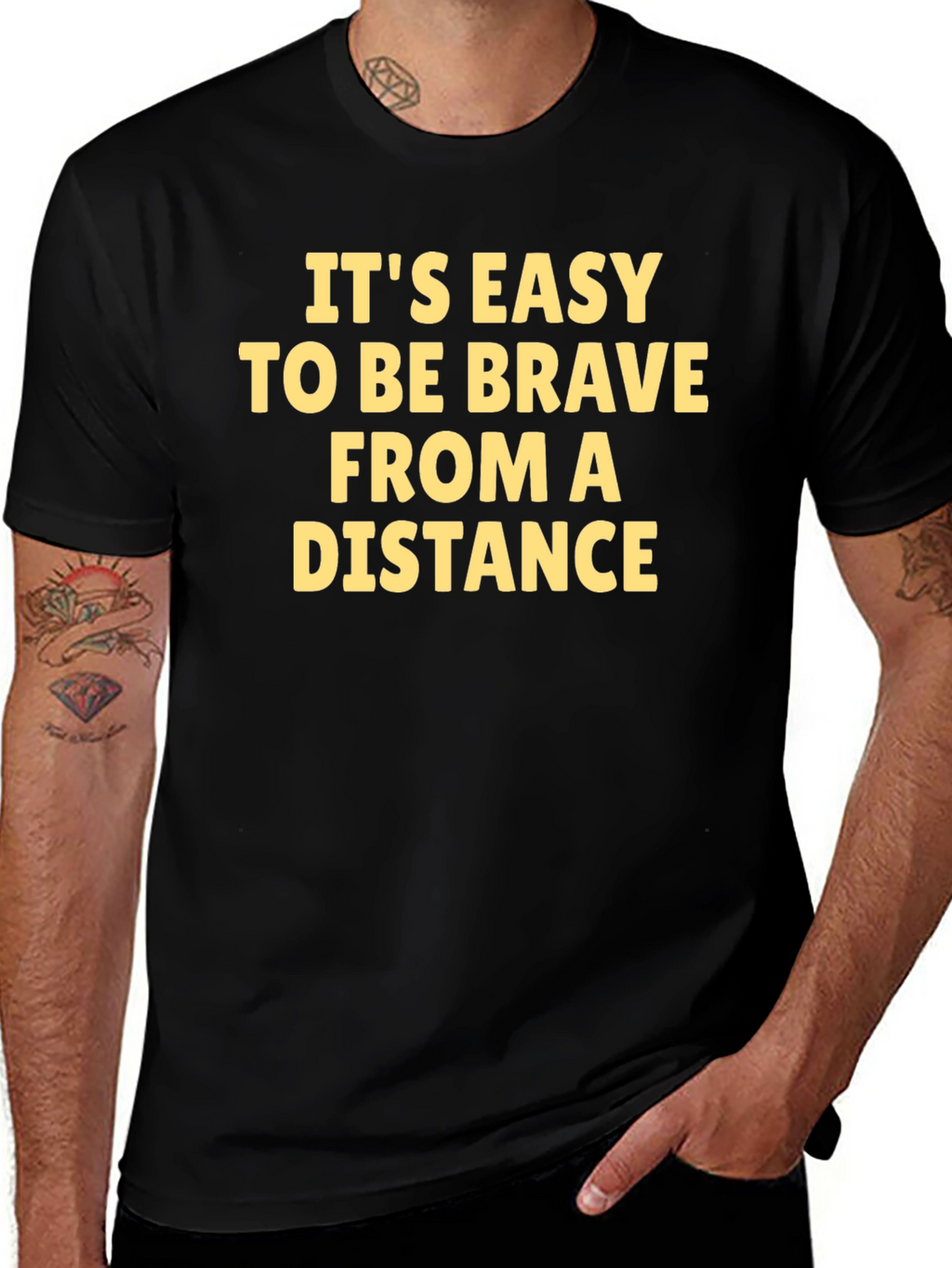 Brave From Distance Graphic T-Shirt - Black